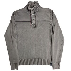 Weatherproof Vintage Men's Small Gray Cotton Sweater Ribbed Collar Zip Pullover‎